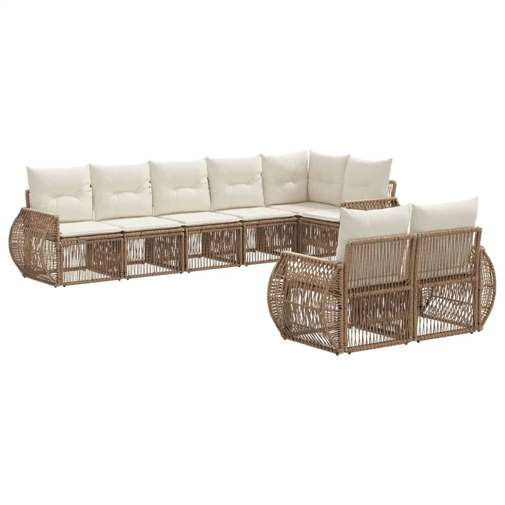 Set Divano da Giardino 8 pz Beige e Bianco Crema polyrattan 3435480