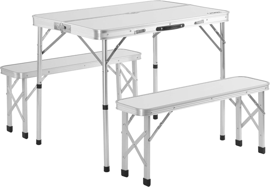 Set Tavolo da campeggio con 2 panche in alluminio a valigetta tavolino picnic giardino