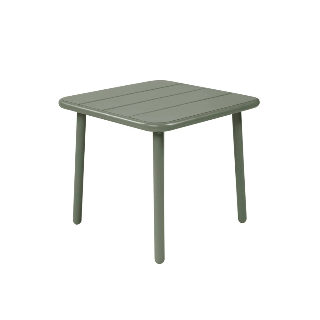 Tavolino da giardino quadrato in acciaio, 45 cm, verde kaki