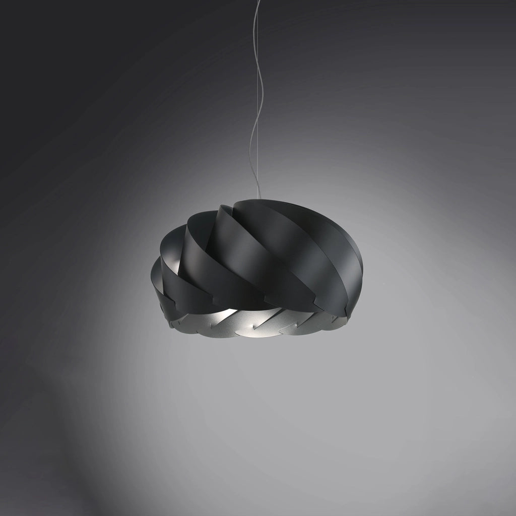 Sospensione Moderna Half Globe Polilux ® Nero E Metallo Cromo 1 Luce E27 D42Cm
