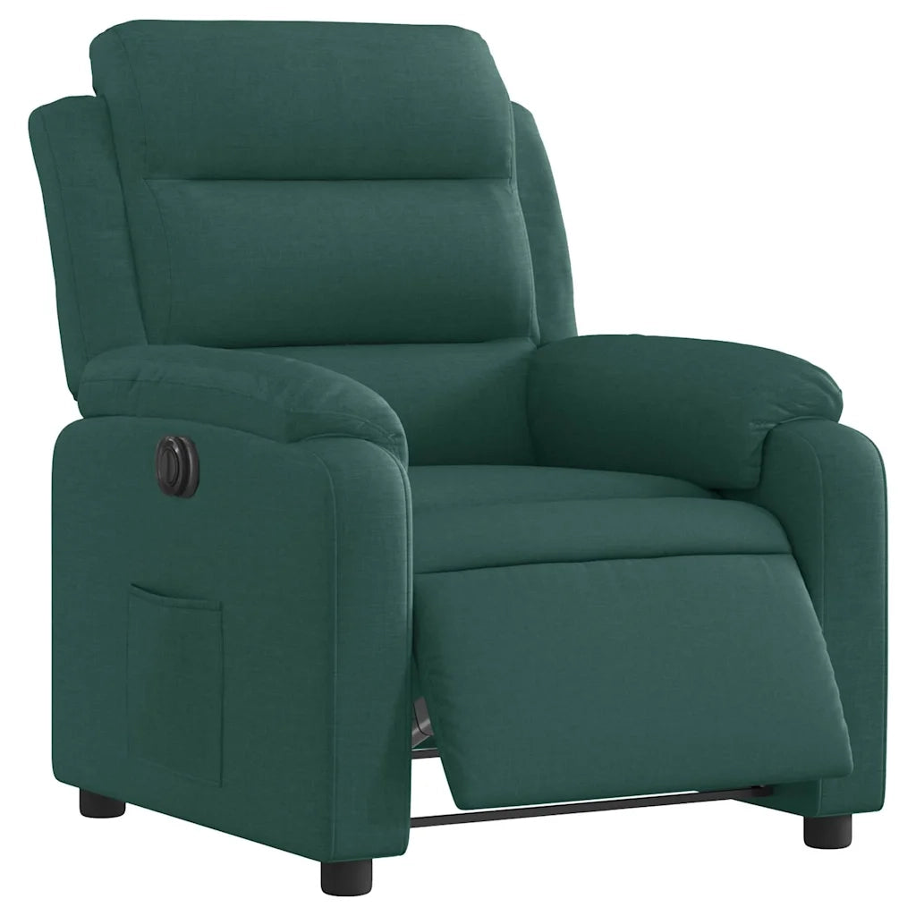 Poltrona Elettrica Reclinabile Verde Scuro in Tessuto
