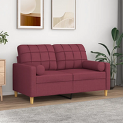 Divano a 2 Posti con Cuscini-Sofa 2 Posti con Cuscini Rosso Vino 120 cm in Tessuto 907160