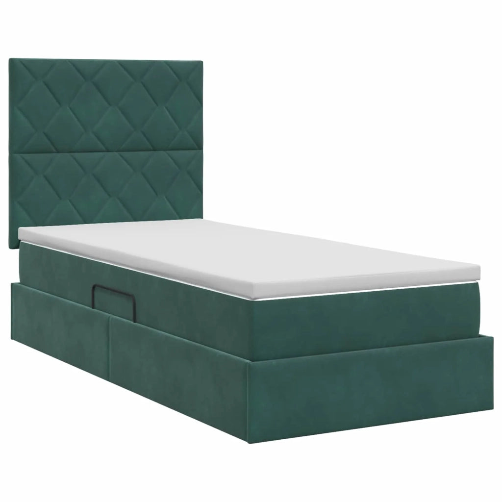 Letto con contenitore e materasso Verde Scuro 90 x 190 cm 3459720