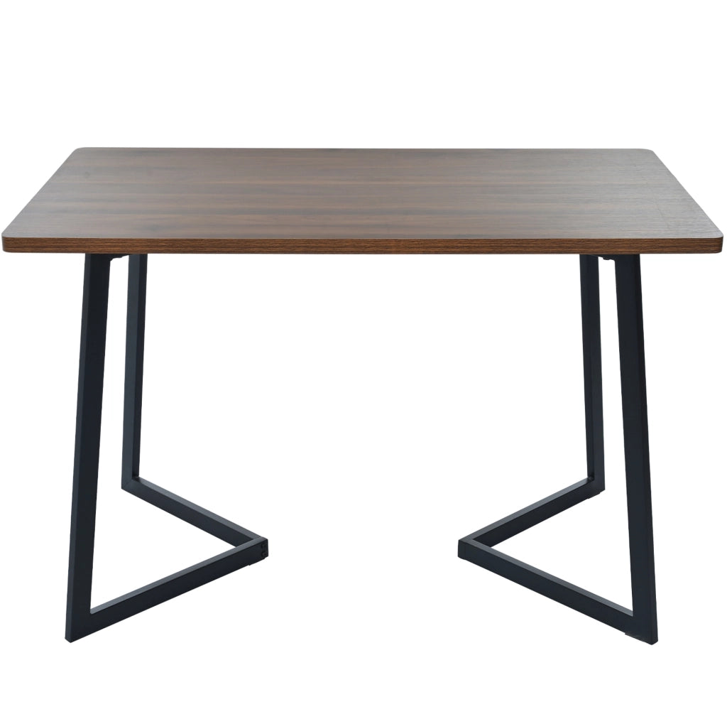 Set tavolo e 4 sedie 117x68 cm MDF noce e metallo nero per cucina