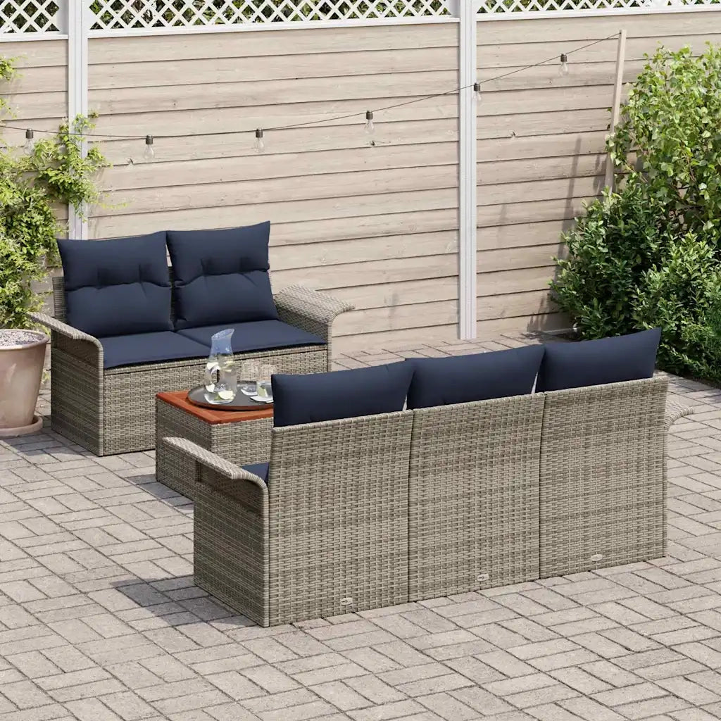 Set Divano da Giardino con cuscino 6 pcs Grigio polyrattan 3347269