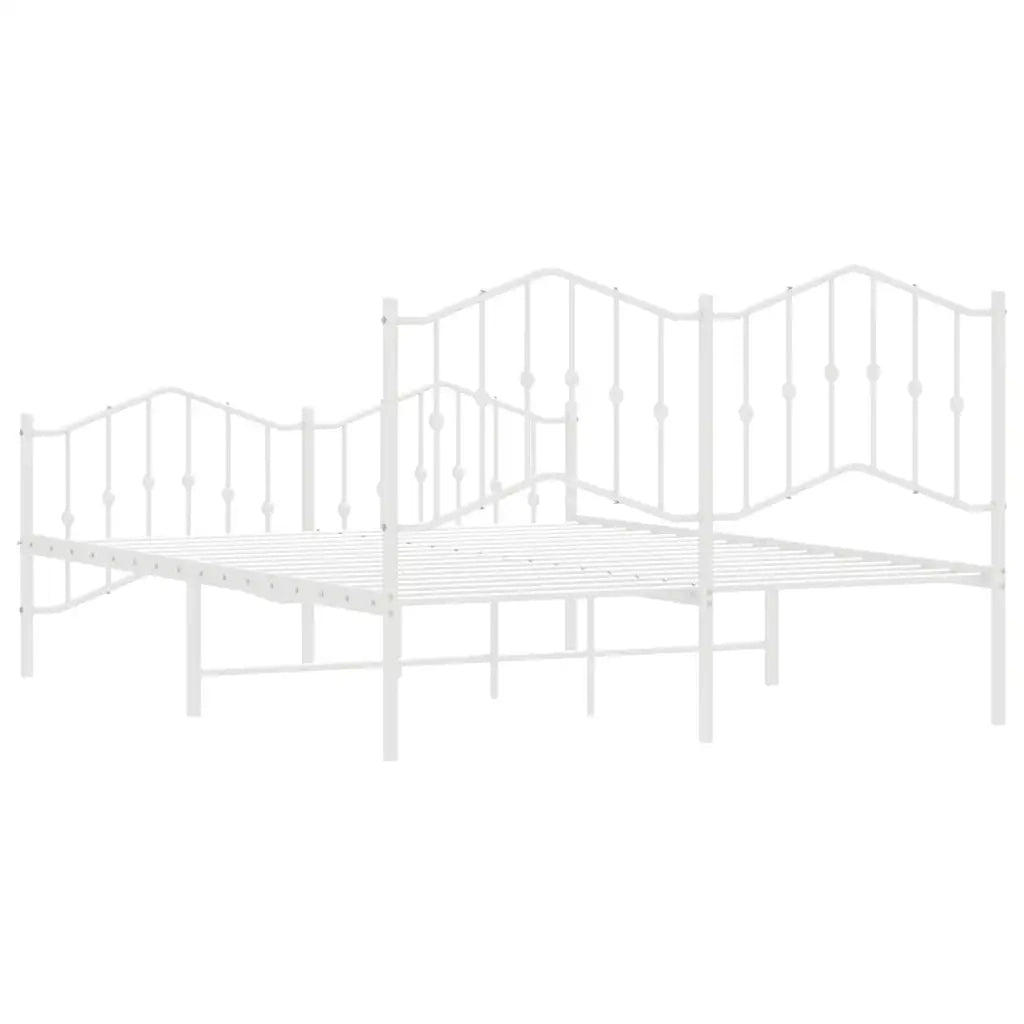 Giroletto con Testiera e Pediera-Struttura Letto Metallo Bianco 135x190 cm 480728