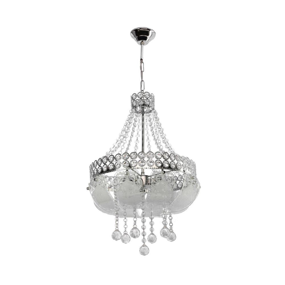 Lampada a sospensione vetro decorato e pietre effetto cristallo Sare MDL3550 colore argento