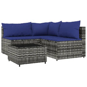 Set Divani da Giardino 4 pz | Set Salotto da Giardino con Cuscini in Polyrattan Grigio