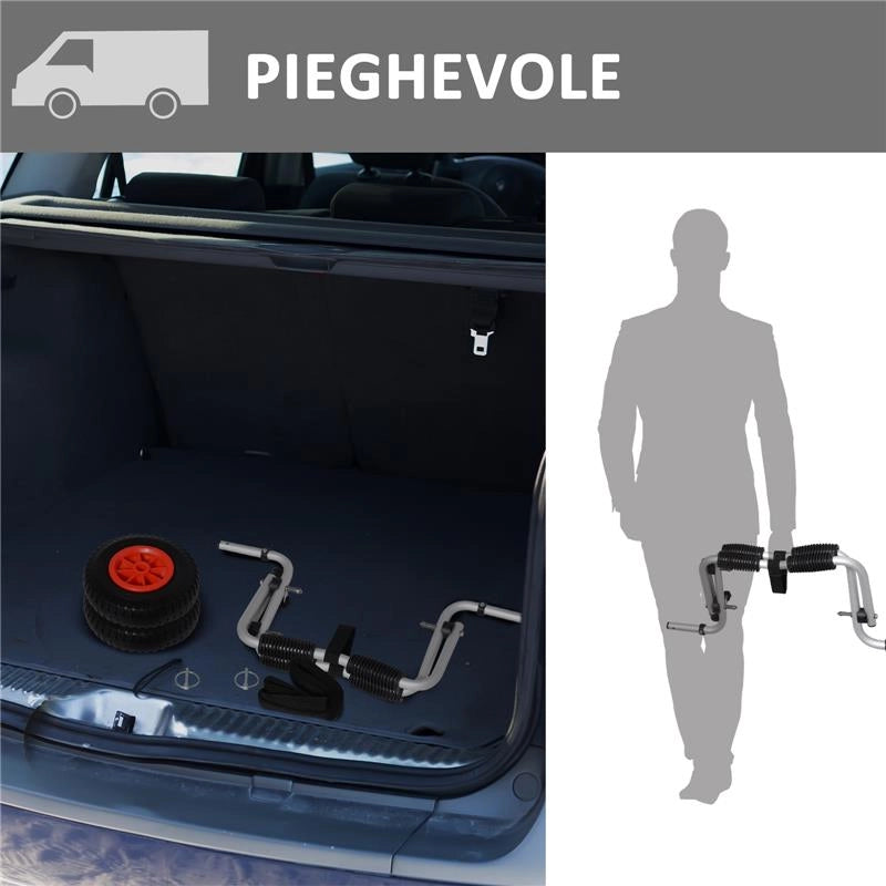 CARRELLO PER KAYAK E CANOA PIEGHEVOLE IN ALLUMINIO CON IMBOTTITURE ANTISCIVOLO