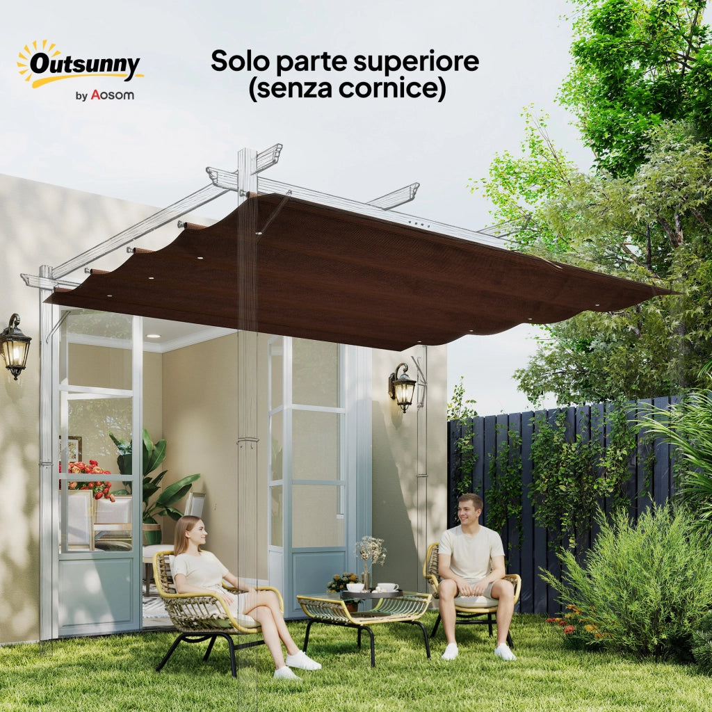 Telo Pergola per Esterni ¨C Zephmum ¨C Poliestere Bianco Caff¨¨ 286x245 cm
