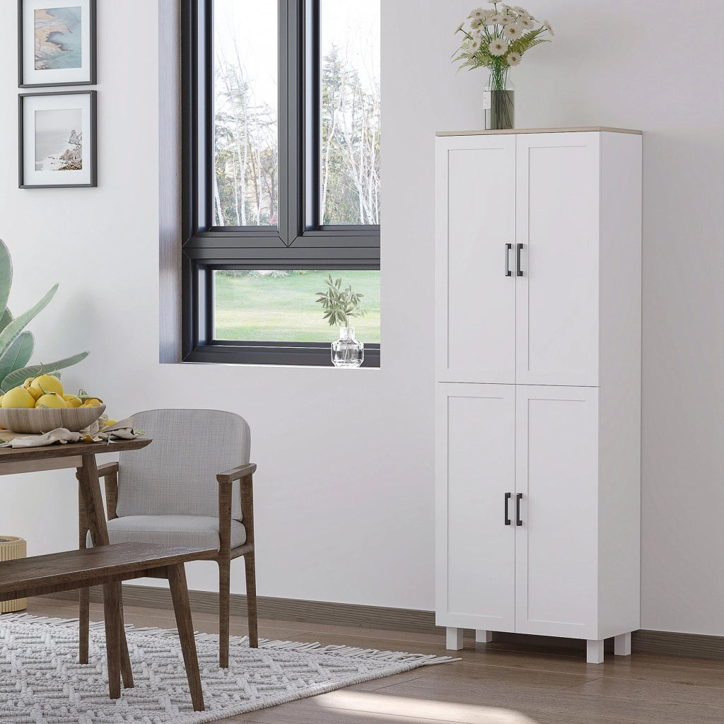 Mobile Dispensa da Cucina 60x30x170,5 cm a 4 Ante in Legno Bianco
