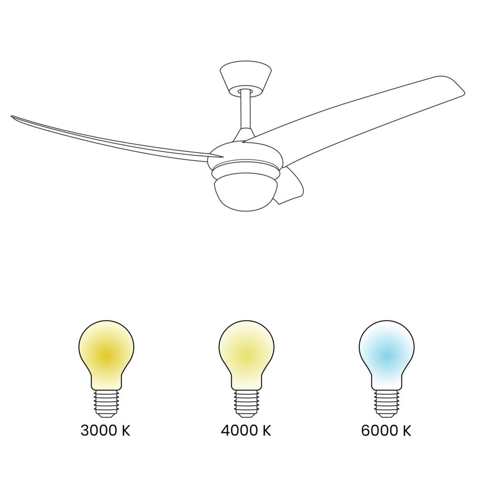 Ventilatore da soffitto in metallo nero luce telecomando 6 velocità 3 temperature 36 cm soggiorno cucina stile tradizionale