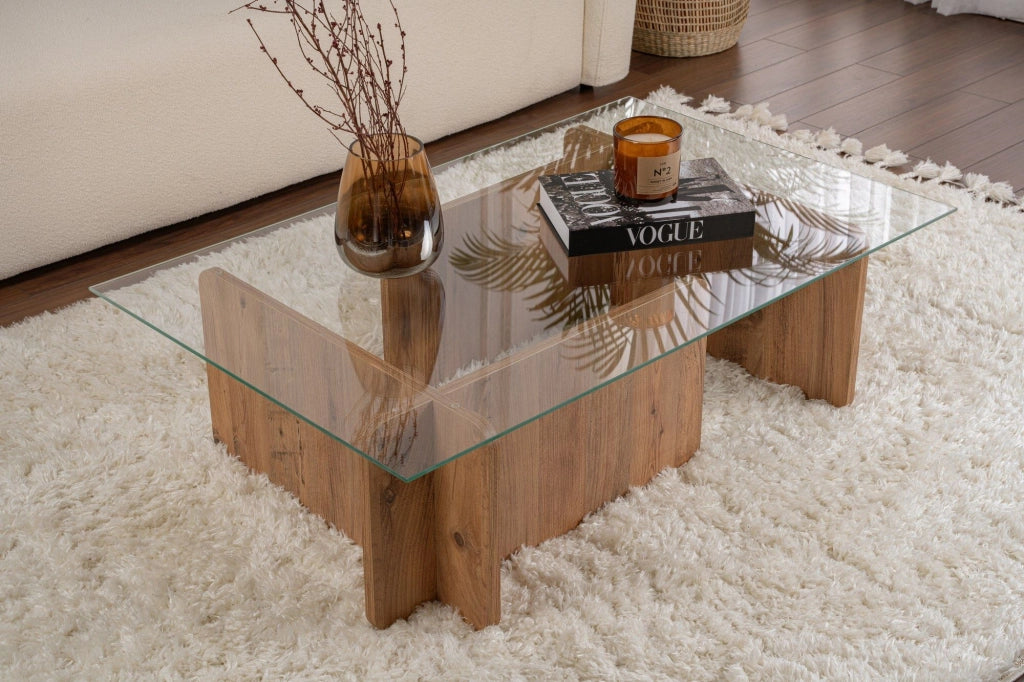 Tavolino da caffè in legno "Flavio" - 105 x 65 x 30 cm - Pino atlantico