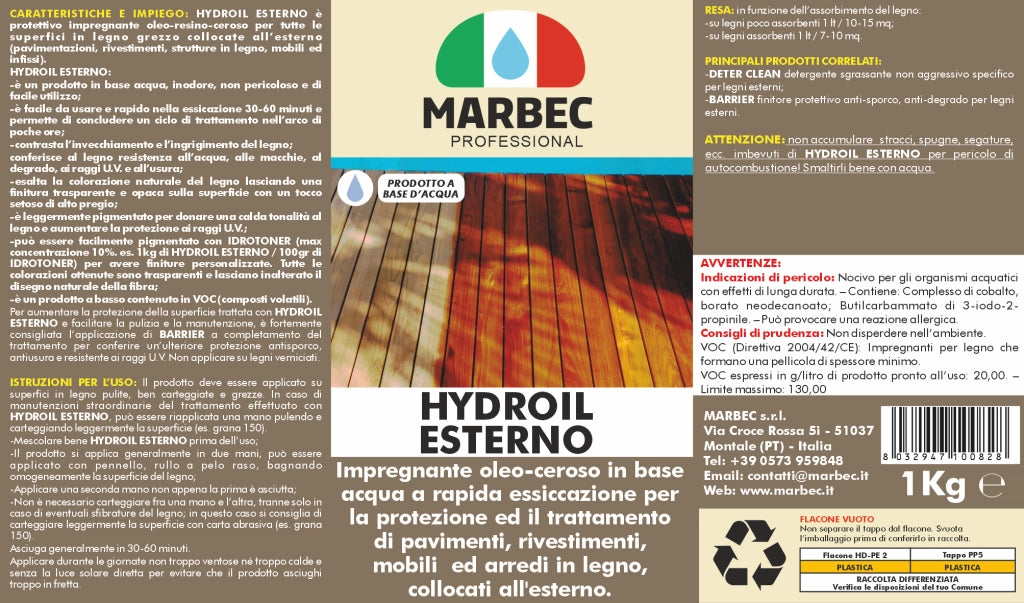 Impregnante per legno esterno HYDROIL ESTERNO   1KGx6Pz