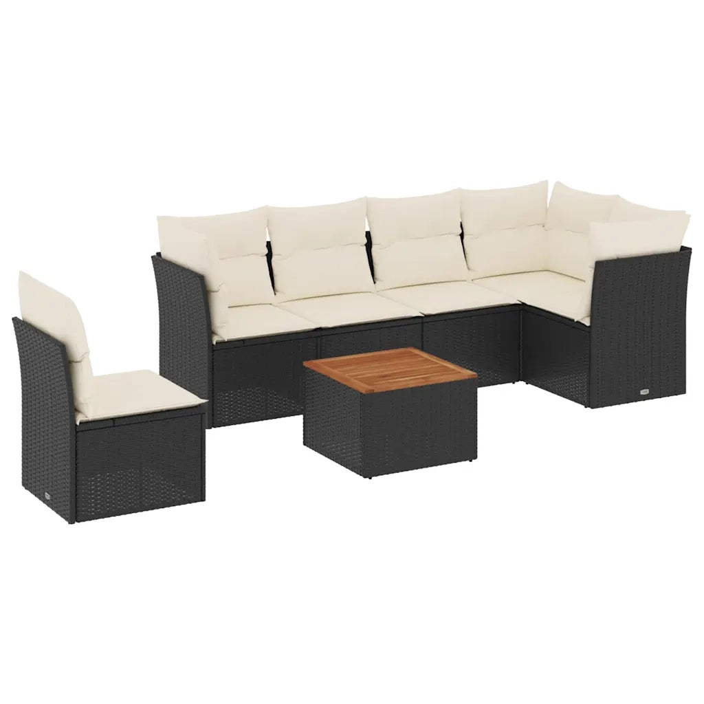 Set Divani da Giardino con Cuscini 7pz Nero Polyrattan 3255993
