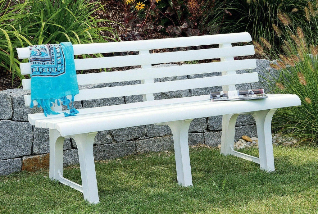 Artur, Panchina da Esterno 3 Posti Made in Italy, 145x49x74h cm Bianco