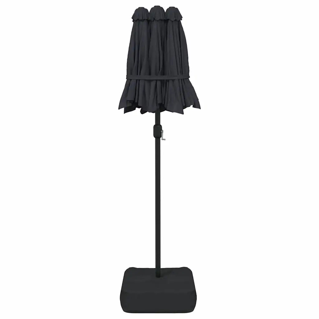 Ombrellone a Doppia Testa con LED Nero 316x145 cm 362975