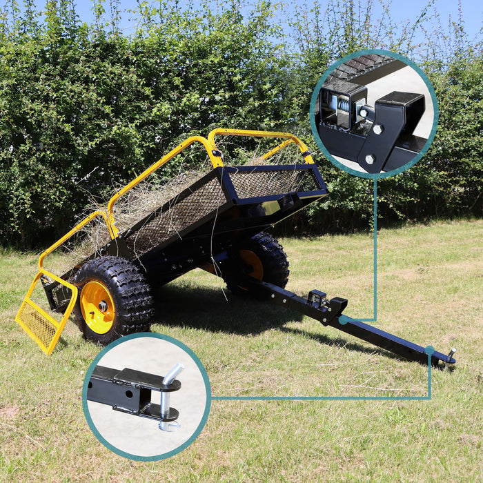 Rimorchio ribaltabile per trattorino 450kg 210x120x70 cm, con laterali rimovibili