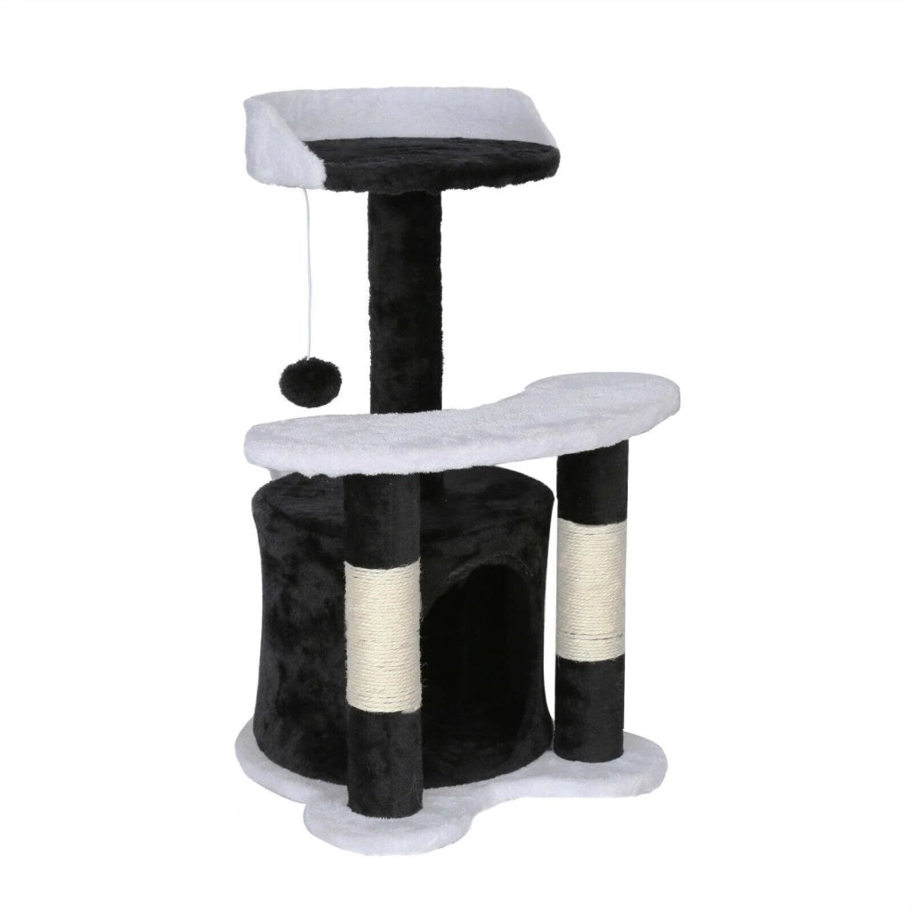 Tiragraffi altezza 65 cm con corda in sisal tiragraffi e giocattoli nero/bianco 16_0000012