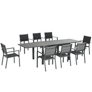Tavolo da pranzo allungabile esterno ¨C Minimal ¨C 135x270 cm grigio 8 sedie