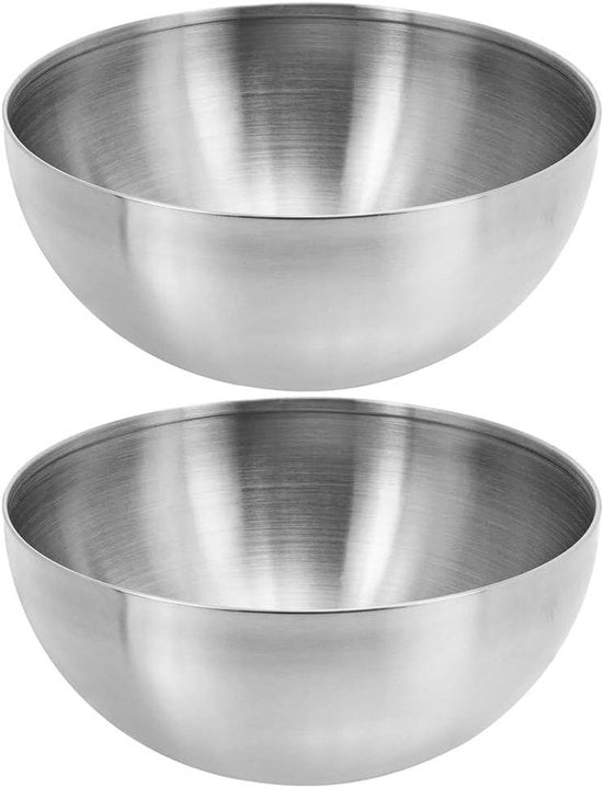 Tazza di cibo per soffritto in acciaio inossidabile - Ciotola di metallo per zuppe di riso e cereali - 12 cm argento