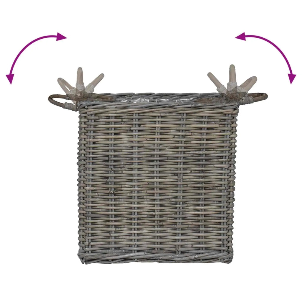 Cestino per Piante con archiviazione 2 pcs Grigio Rattan Lacak