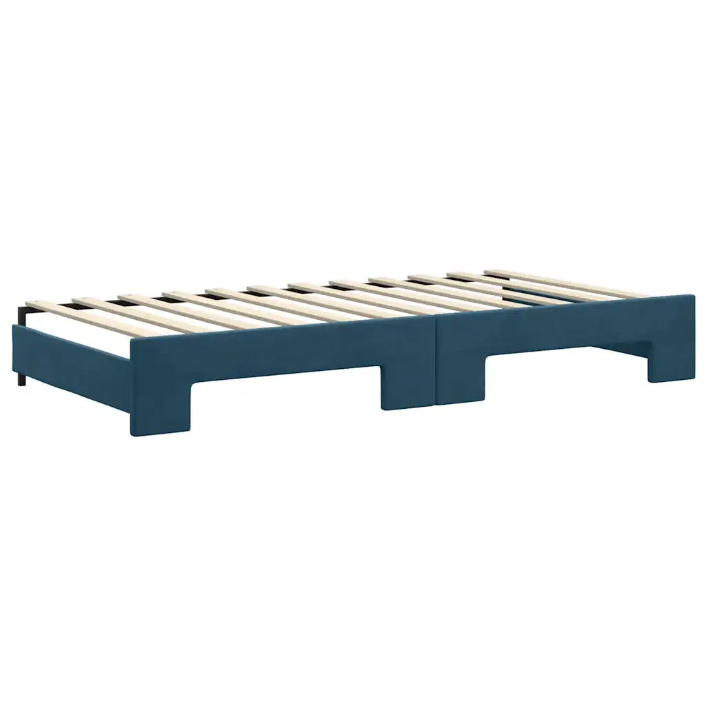 Divano Letto Estraibile con Materassi Blu 100x200 cm Velluto 3197801