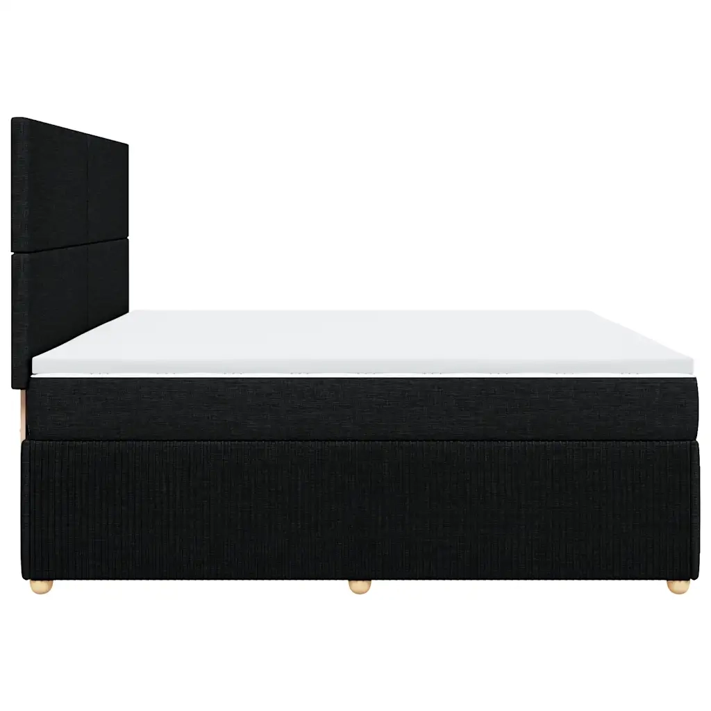 Giroletto a Molle con Materasso Nero 200x200 cm in Tessuto