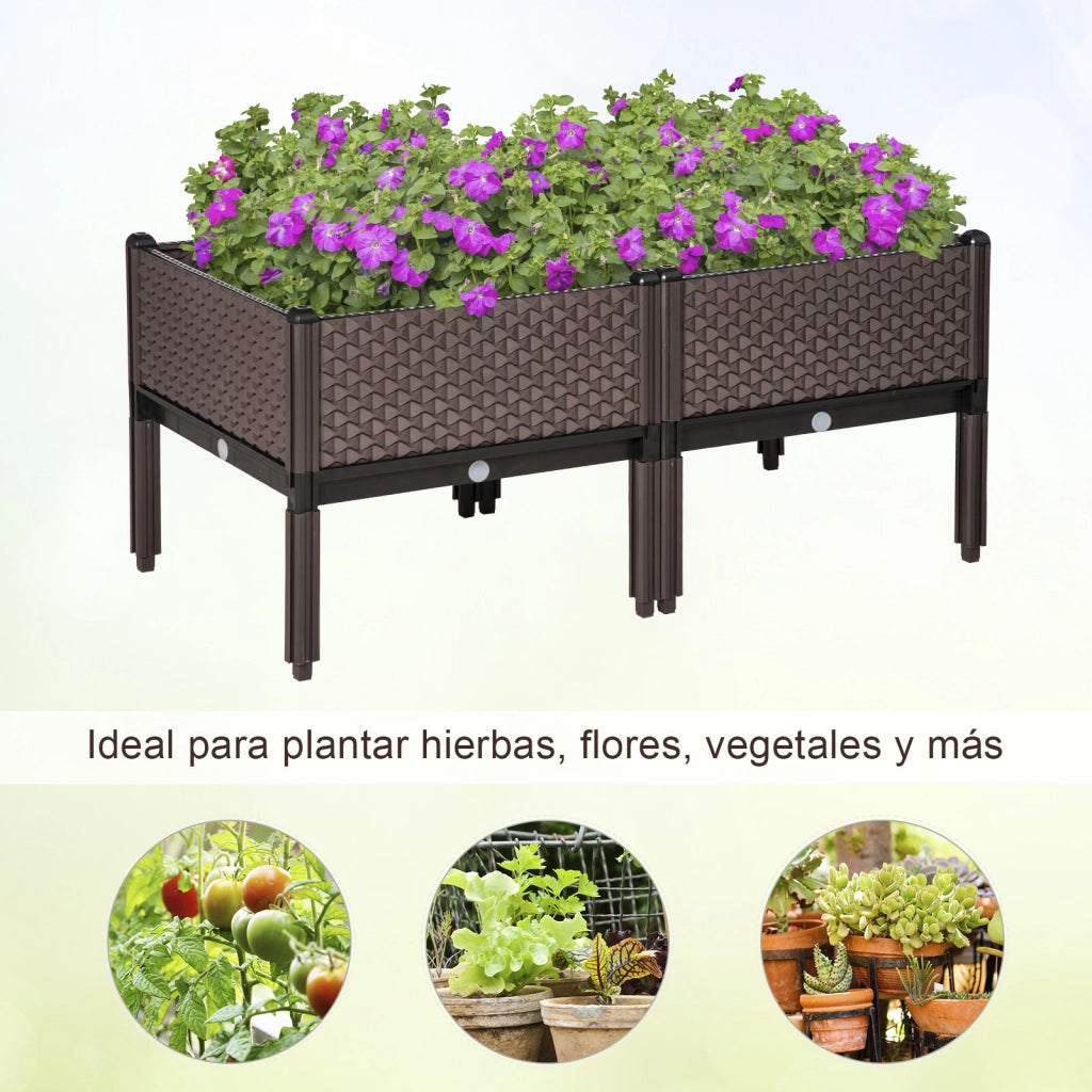 Giardiniere Quadrate Elevate 2 Pezzi ¨C zephmum ¨C 50x50x46,5 cm Marrone