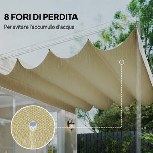 Telo Pergola per Esterni 392x350 cm Anti UV con 8 Fori di Drenaggio in Poliestere Beige