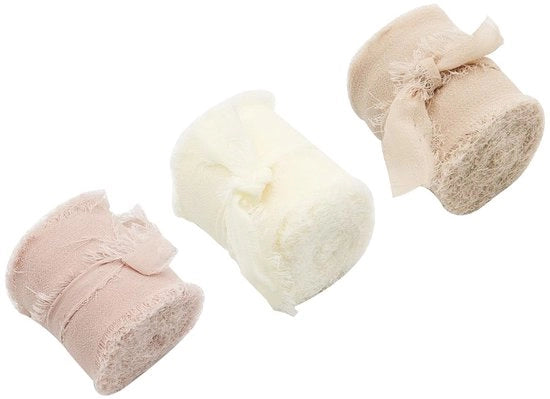 Set di carta da regalo chiffon a 3 rulli - confezione ampia manuale - colore misto - larghezza 3,8 cm - 4 cm x 5 m per rullo - carta da regalo delicata con bordo a raso - carta da regalo per regali