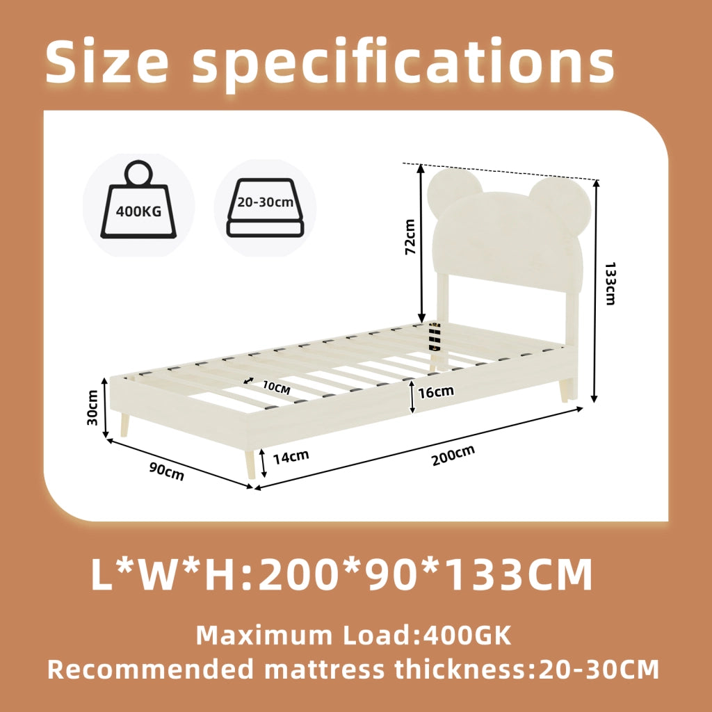 letto imbottito tessuto e metallo beige 90 x 200 cm