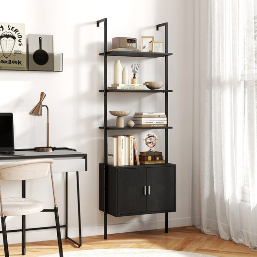 Supporto di esposizione a ripiani aperto per soggiorno e armadio-Supporto di esposizione 184 cm con 5 eipiani Nero