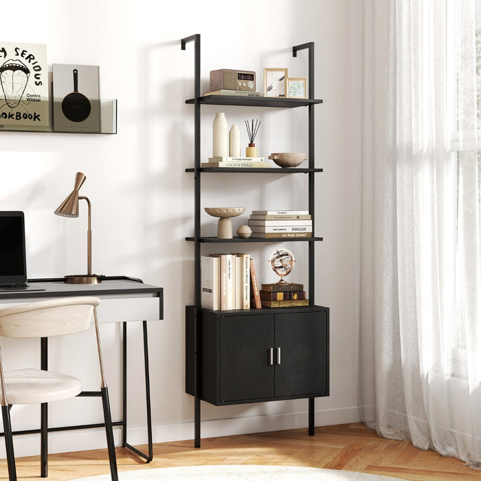 Supporto di esposizione a ripiani aperto per soggiorno e armadio-Supporto di esposizione 184 cm con 5 eipiani Nero