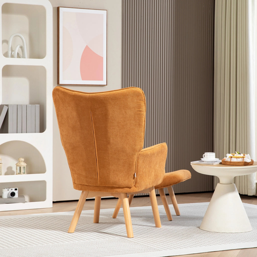 POLTRONA con pouf 72x80x101 cm in poliestere marrone