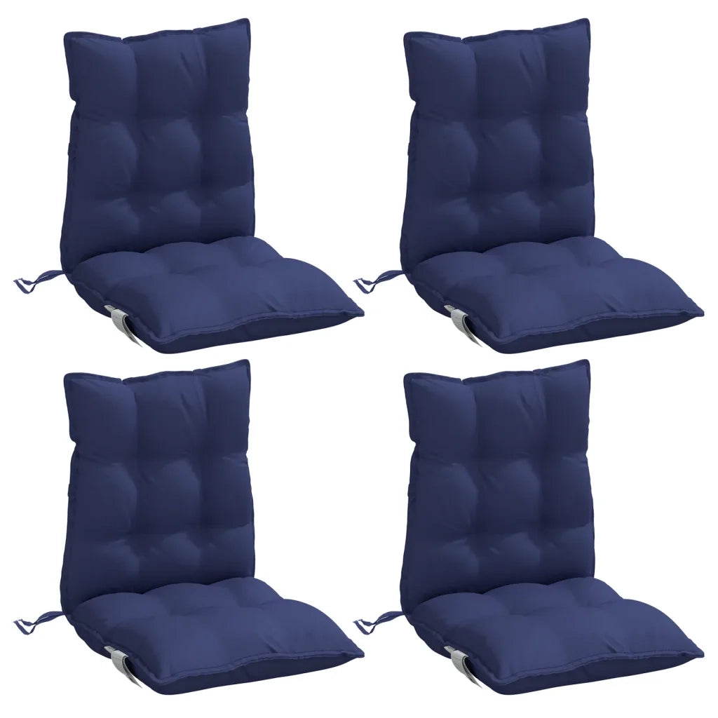 Cuscini Sedia Schienale Basso 4 pz Blu Marino in Tessuto Oxford 377738