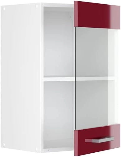 Mobile da cucina in vetro R-Line, Rosso lucido, 40 cm, per la libera combinazione all'interno di sistemi cucina modulari
