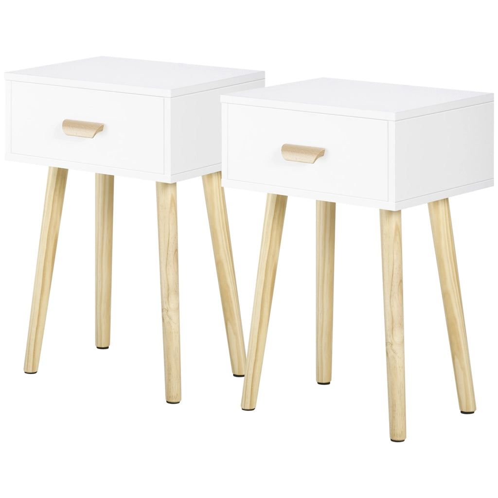 Comodino con Cassetto ¨C Zephmum ¨C Legno 40.5x30.5x60 cm Bianco