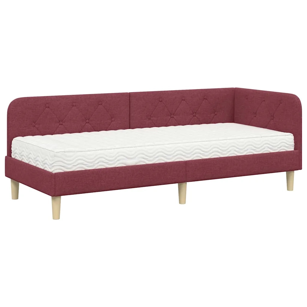 Cornice del letto ad angolo Rosso Vino 80 x 200 cm Tessuto