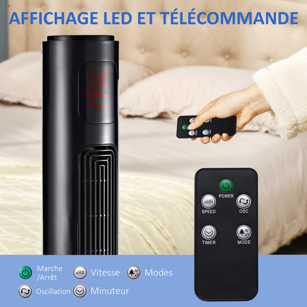 Ventilatore a colonna silenzioso 45W ¨C zephmum ¨C 96 cm nero