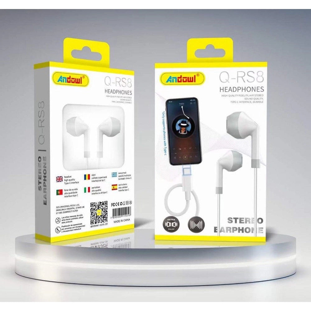 Trade Shop - Auricolari Cuffie In-ear Stereo Vivavoce Con Presa Type-c Per Smartphone Q-rs8 -