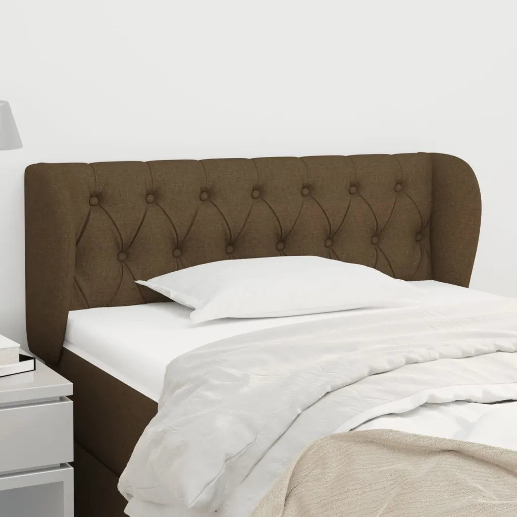 Testiera ad Orecchio-Testata con Orecchie Marrone Scuro 103x23x78/88 cm in Tessuto 301161