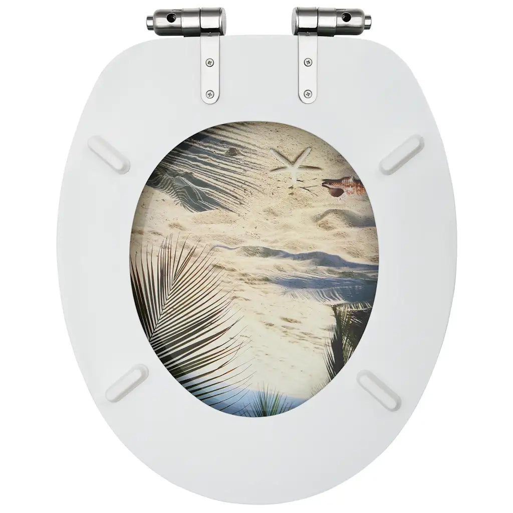 Copriwater 2 pz Chiusura Ammortizzata in MDF Design Spiaggia 3056416