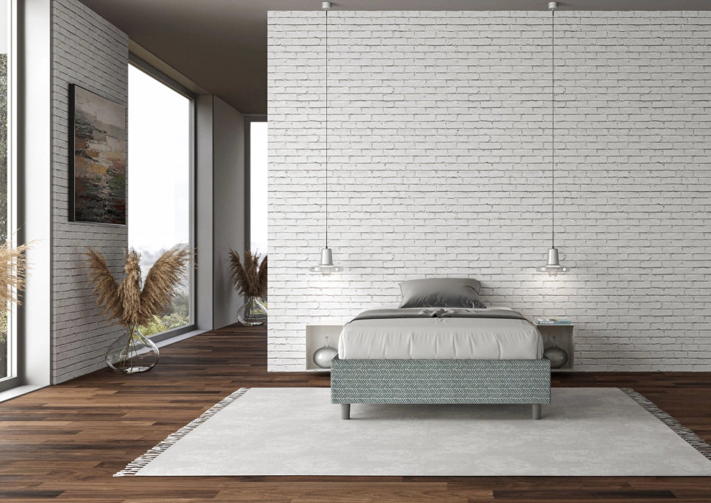 Letto 1 Piazza e Mezzo Sommier 120x200 cm con Rete e Contenitore Azelia Aragona 7 Azzurro