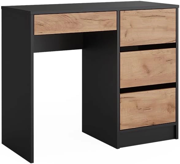 Tavolo da toilette Sherry, Antracite/quercia dorata, 90 x 75 cm Senza specchio, adatto per l’uso come tavolo da toeletta o superficie d’appoggio
