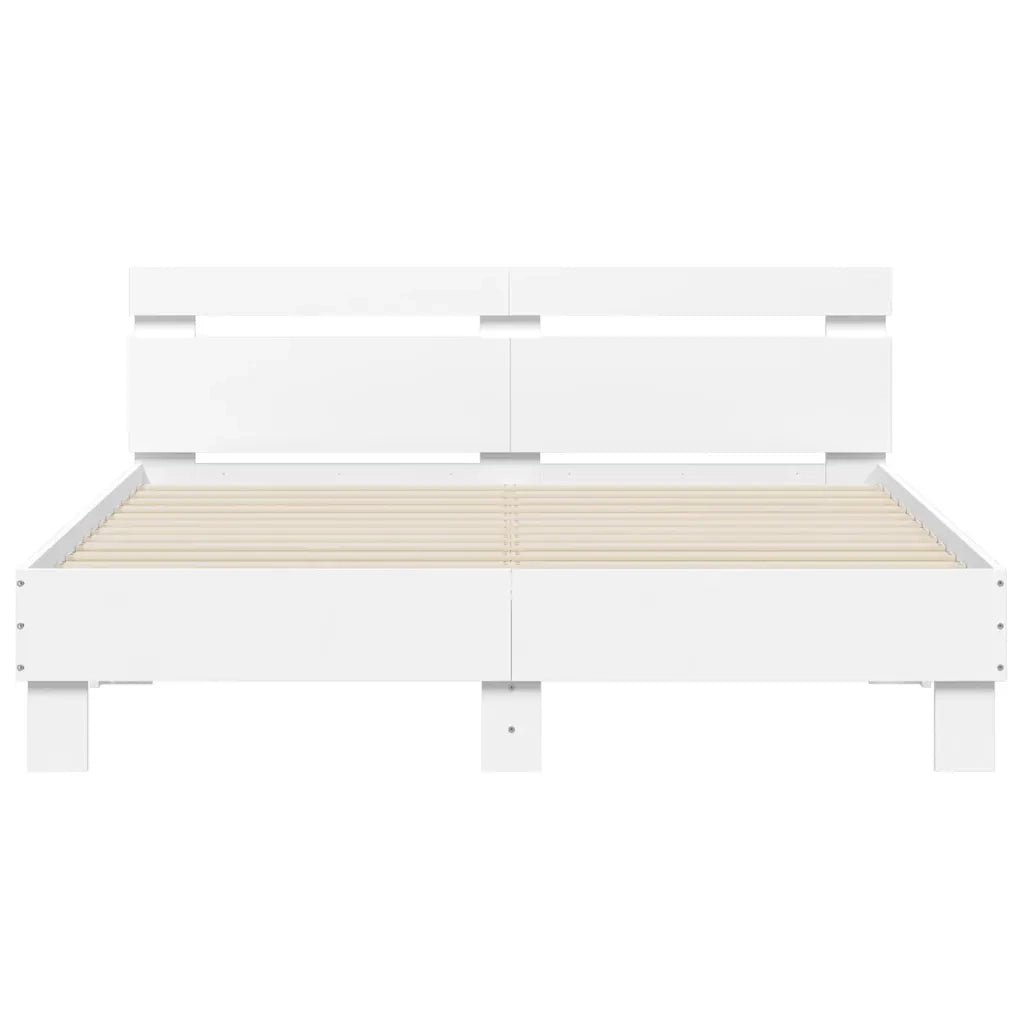 Giroletto con Testiera Bianco 150x200 cm in Legno Multistrato