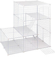 Recinzione per Animali con Pannelli di Rafforzamento - Per Puppies, Gattini & Conigli - Recinzione, recinto per animali, Box per Animali - Plastica & Metallo - Bianco