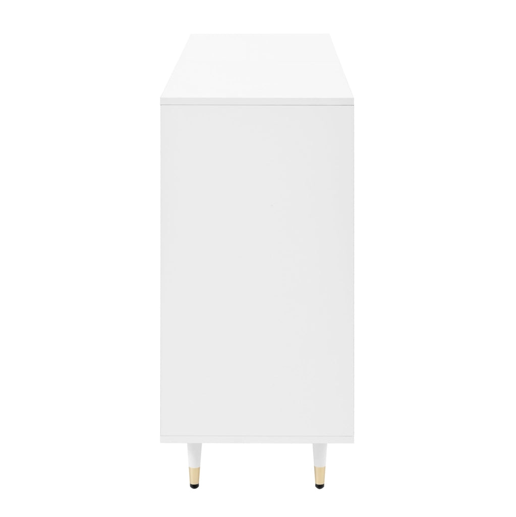 Scarpiera ULEVR 140x39x84 cm con 2 ante, 2 cassetti e ripiani regolabili, bianca e oro