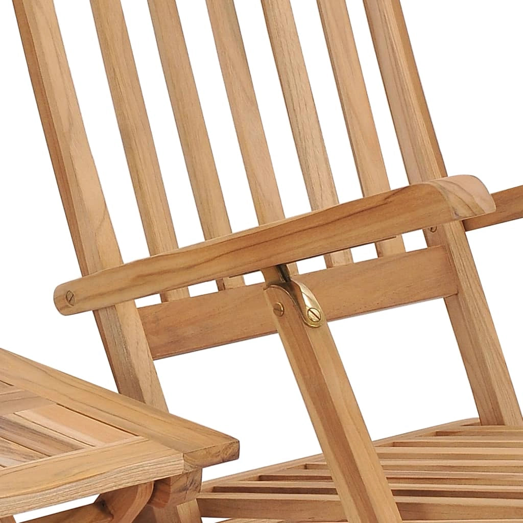 Lettino prendisole sedia a sdraio lettino prendisole letto da giardino mobili da esterno per patio con poggiapiedi e tavolo 159 x 58 x 91 cm legno di teak 02_0012586