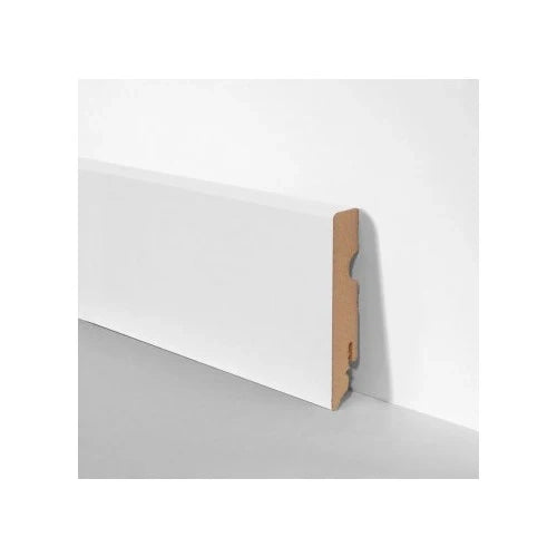 96ml di BATTISCOPA ZOCCOLINO SQUADRATO in FIBRA DI LEGNO COMPATTA 80X15 BIANCO